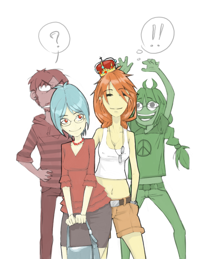 По порядку: сам художник, Водородная бомба-тян, Царь-бомба и Бомба-тян