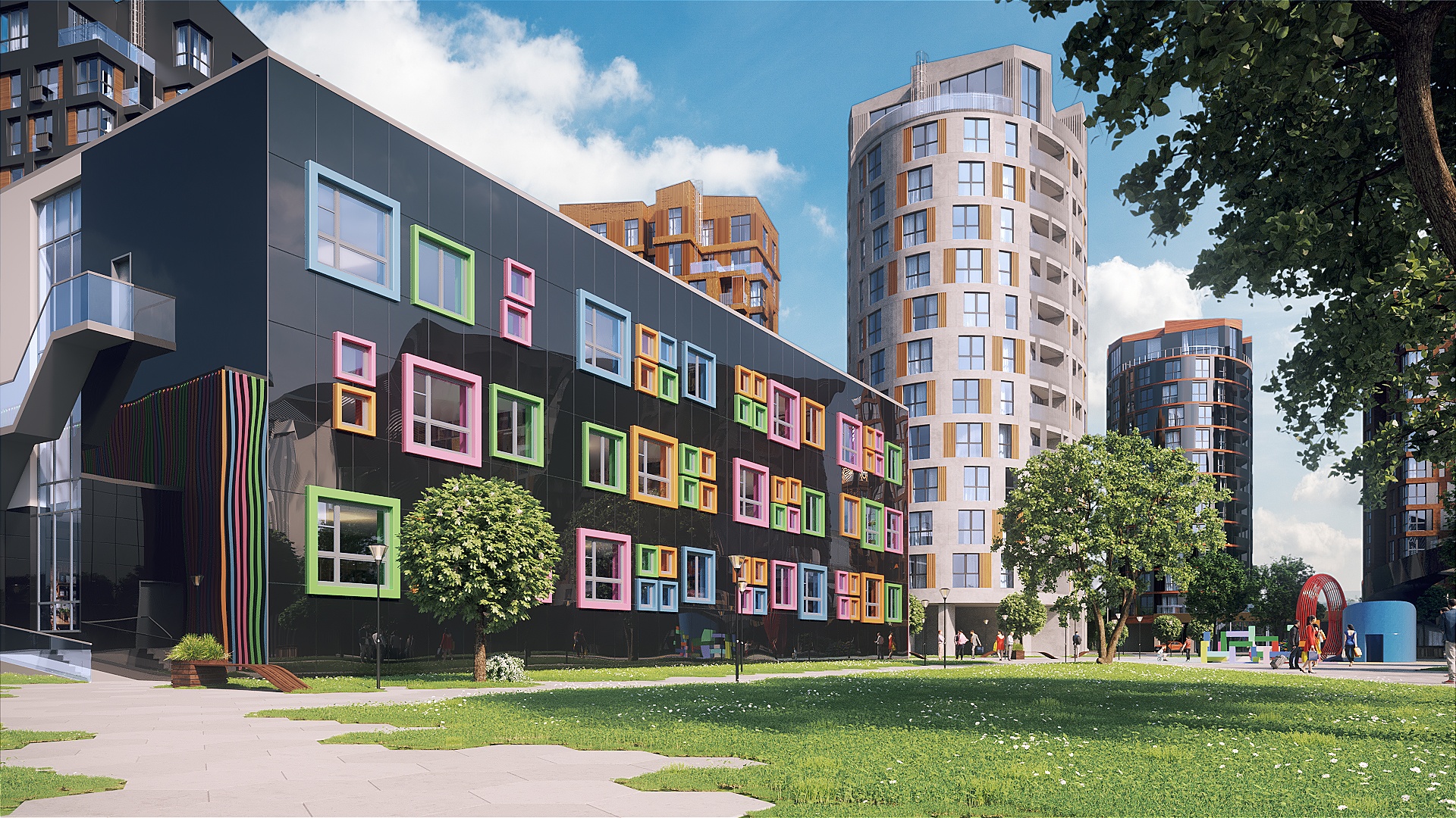 Визуализация жилого кластера Russian Design District в Ватутинках, Новая Москва