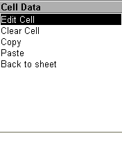Меню правки содержимого ячейки.