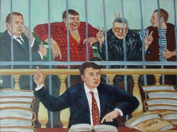 Рисунок к книге Беляка «Адвокат Дьяволов», первый слева — Жириновский, второй справа — Лимонов