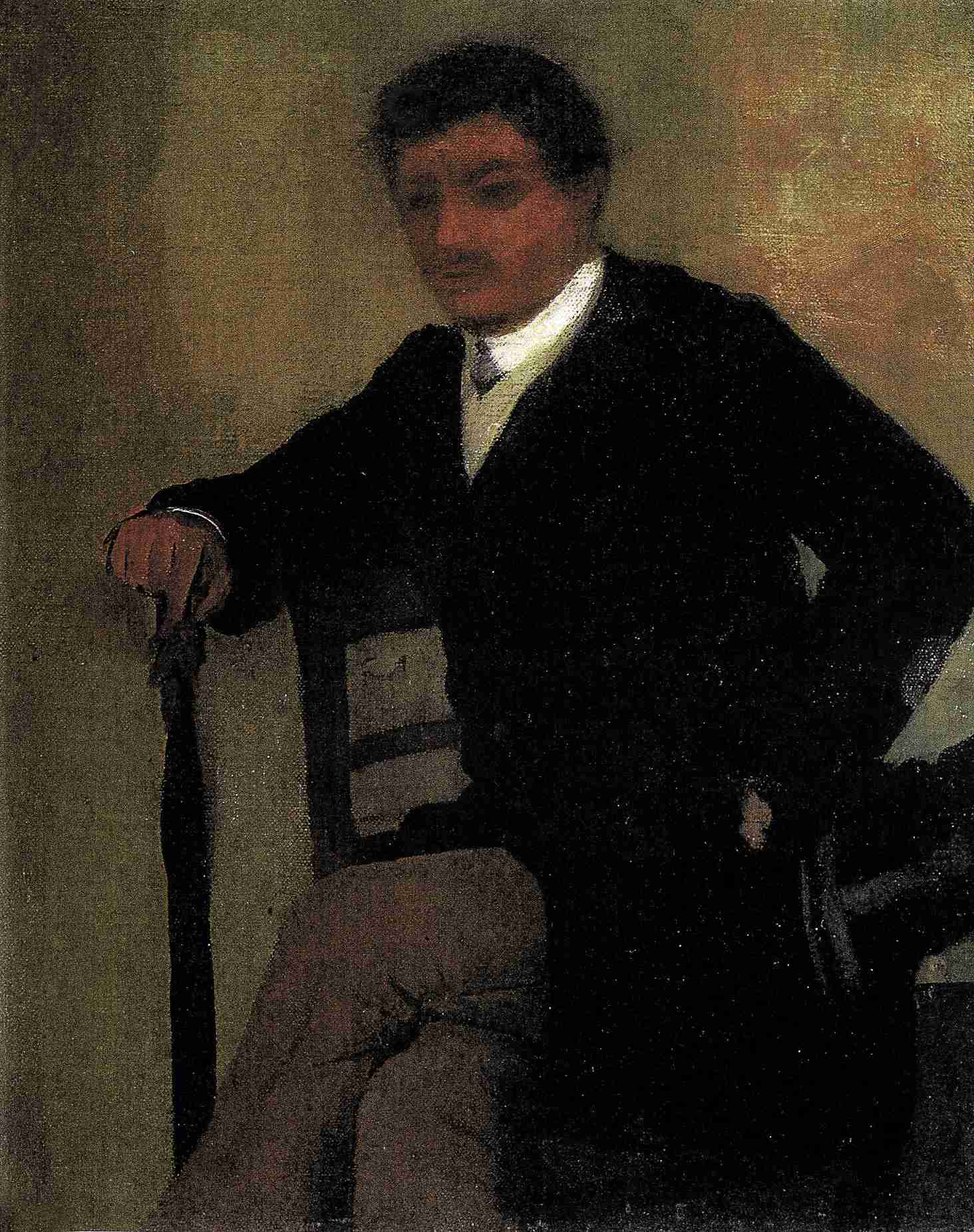 Homme assis à la jaquette et au parapluie 851.jpg