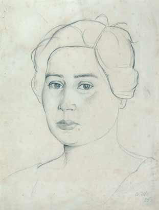 Женский портрет. 1925 г. Бумага, карандаш. 50х41.