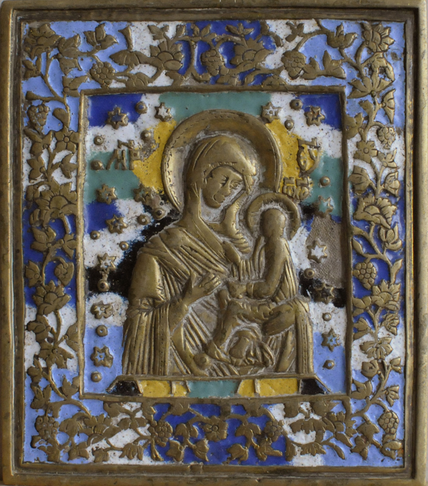 Богоматерь Тихвинская. Вторая пол. XIX в. Медный сплав, литьё, эмаль.