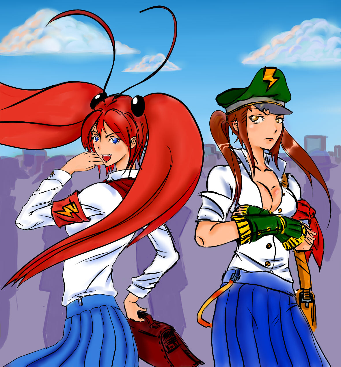 Вместе с Ракотян в форме школьниц