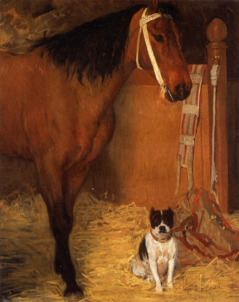 At the Stables, Horse and Dog.jpg