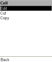 Меню ячейки.