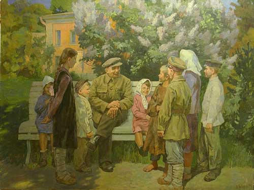 Федоров. «Ленин с детьми». Холст, масло.
