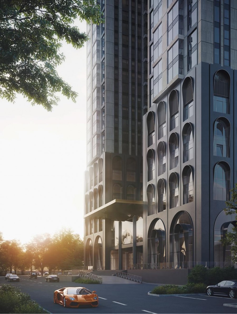 Визуализация здания, строящегося в рамках проекта "Поклонная, 9"